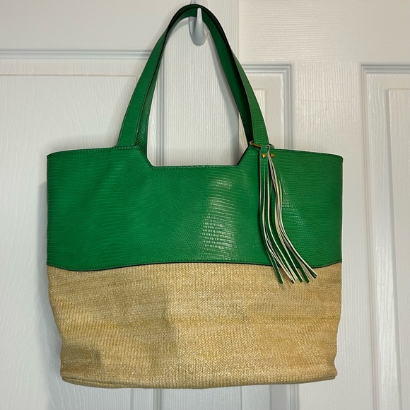 Rachel Zoe Faux Leather Woven Faux Straw Tote Bag - Picture 2 of 11